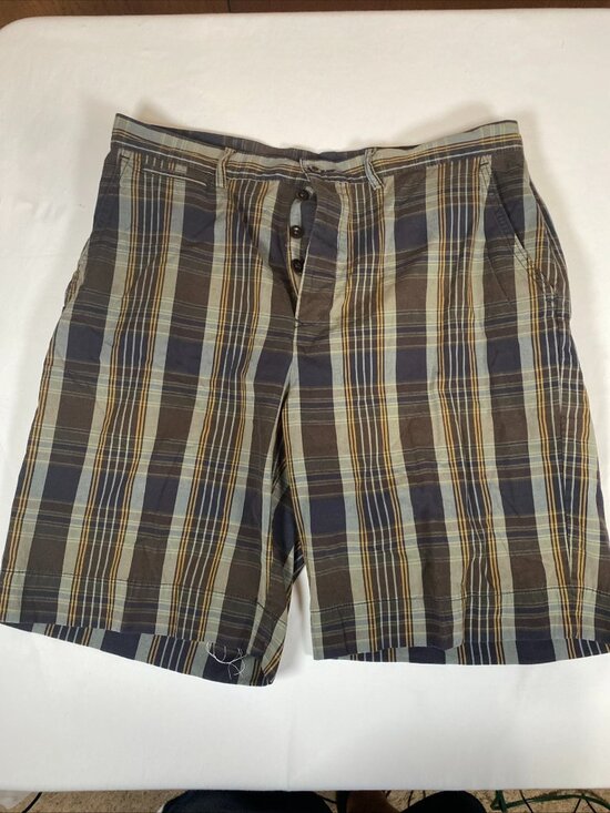 Polo by Ralph Lauren Plaid 36 Cotton Brown Shorts - Picture 1 of 5